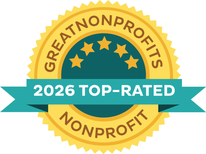GreatNonprofits 2026 Top-Rated Nonprofit award seal featuring five stars.