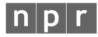 NPR logo with lowercase white letters n, p, and r on three dark gray squares, each letter in its own square.