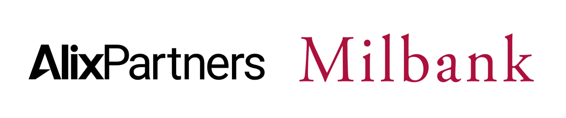 The logos of AlixPartners and Milbank side by side.